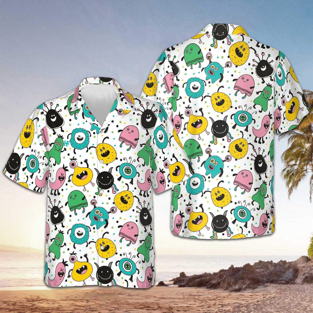 Funny Monsters Hawaiian Shirt Summer Short Sleeve Shirts Gifts For Boyfriend -WearandDecor