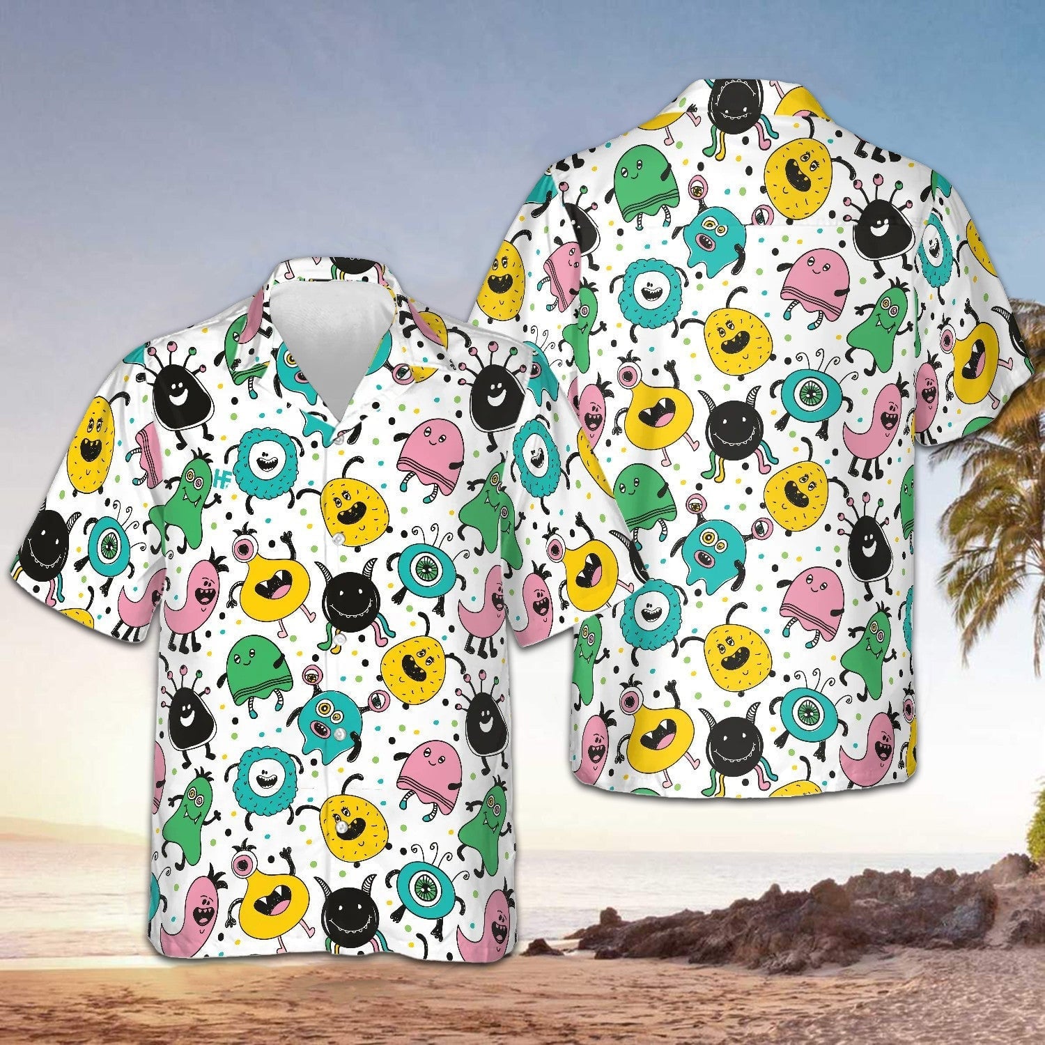 Funny Monsters Hawaiian Shirt Summer Short Sleeve Shirts Gifts For Boyfriend -WearandDecor