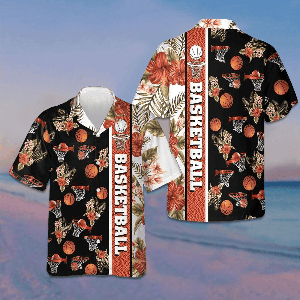 Tropical Basketball Hawaiian Shirt Mens Summer Short Sleeve Shirts Gifts For Basketball Lovers -WearandDecor