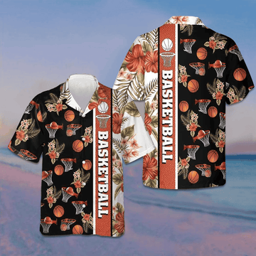 Tropical Basketball Hawaiian Shirt Mens Summer Short Sleeve Shirts Gifts For Basketball Lovers -WearandDecor