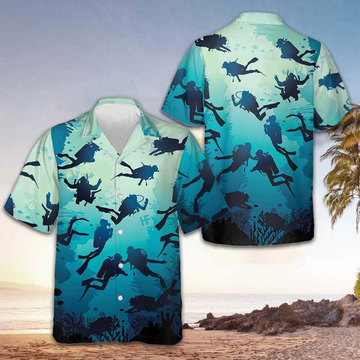 Scuba Diving Beach Hawaiian Shirt Button Up Beach Shirts Mens Best Gifts For Scuba Divers -WearandDecor