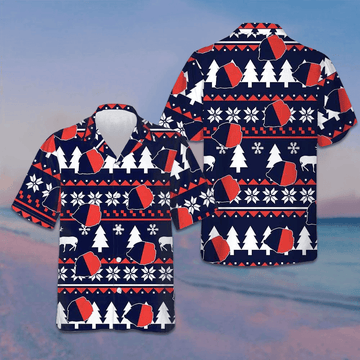 Paris Ugly Christmas Pattern Hawaiian Shirt Mens Christmas Shirts Gifts For Husband -WearandDecor