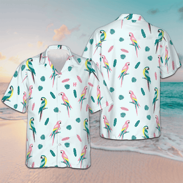 Parrot And Exotic Leaves Hawaiian Shirt Mens Beach Button Up Best Gift For Son In Law -WearandDecor