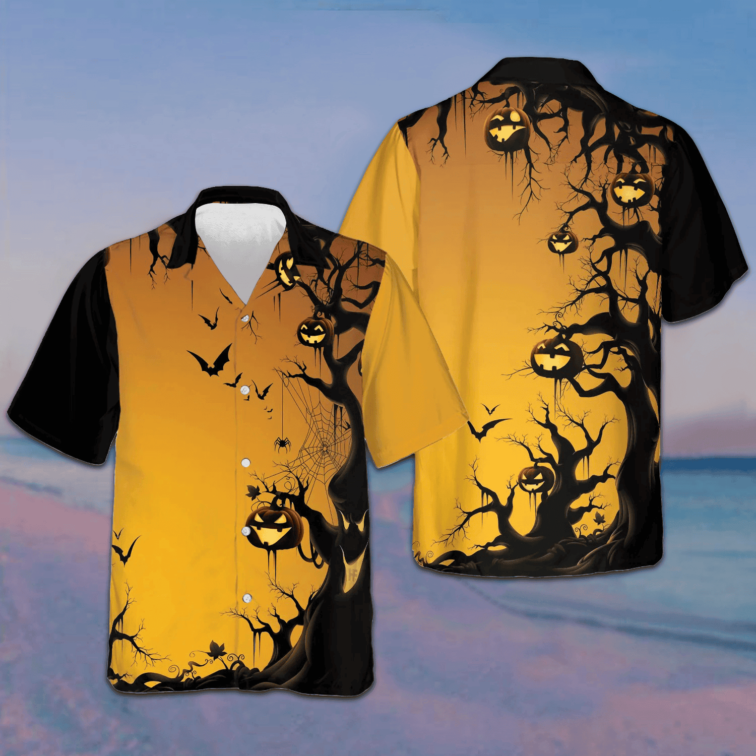 Scary Halloween Tree Hawaiian Shirt Horror Button Up Shirts Gifts For Halloween Men -WearandDecor