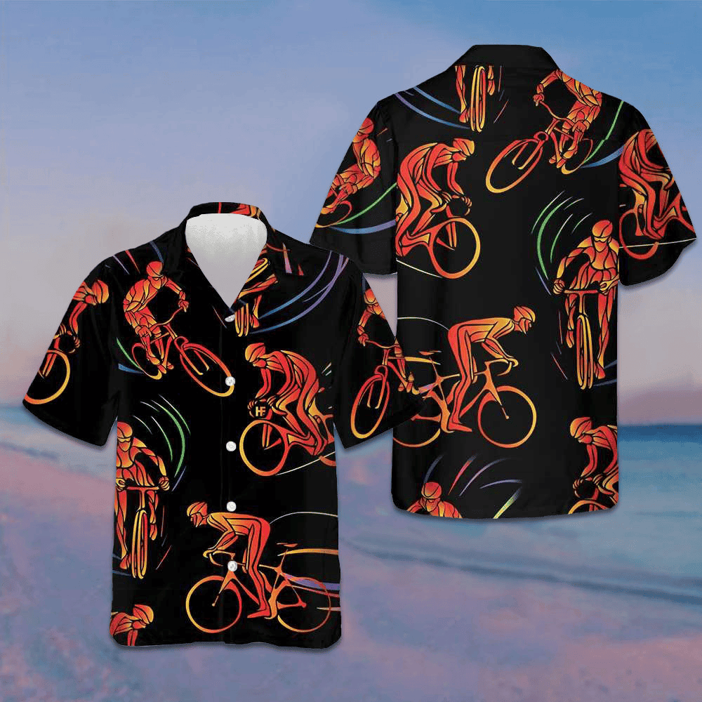 Cyclist Bike Race Hawaiian Shirt Mens Tropical Button Down Gifts For Bicycle Enthusiasts -WearandDecor