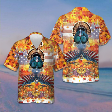 American Turkey Thanksgiving Hawaiian Shirt Thanksgiving Button Up Shirt Gifts For Fall -WearandDecor