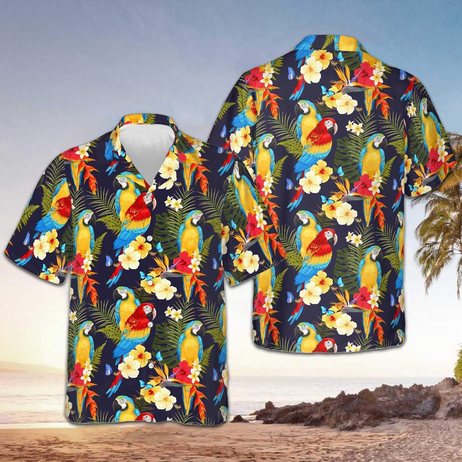 Flower And Parrot Hawaiian Shirt Summer Beach Shirts Gifts For Parrot Lovers -WearandDecor