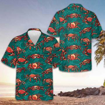 Crab Hawaiian Shirt Men's Button Down Shirts For Summer Gifts For Crab Lovers -WearandDecor