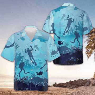 Life Is Scuba Diving Hawaiian Shirt Men's Vacation Button Up Gifts For Scuba Divers -WearandDecor
