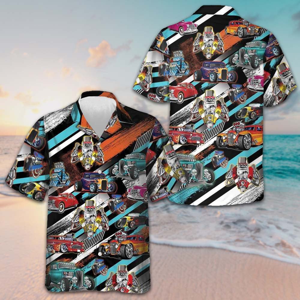 Cars Show Hawaiian Shirt Summer Button Up Shirts Mens Car Enthusiast Gifts -WearandDecor
