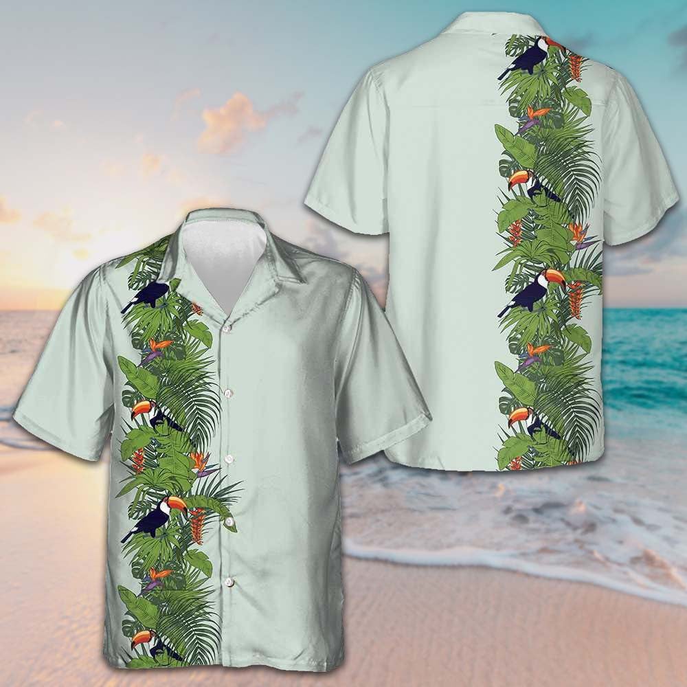 Green Toucan Paradise Hawaiian Shirt Men's Button Down Shirts For Summer Best Gifts -WearandDecor