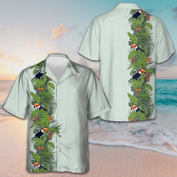 Green Toucan Paradise Hawaiian Shirt Men's Button Down Shirts For Summer Best Gifts -WearandDecor