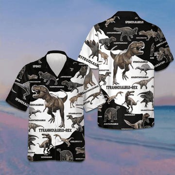 Dinosaur Hawaiian Shirt Mens Button Down Shirts For Summer Gifts For Animal Lovers -WearandDecor