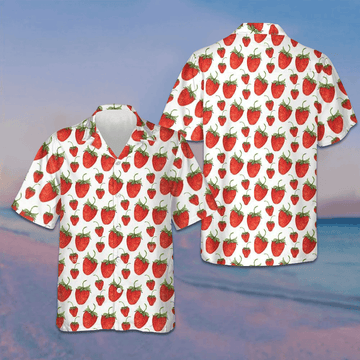 Strawberries Hawaiian Shirt Button Up Summer Shirts For Men Gifts For Strawberry Lovers -WearandDecor