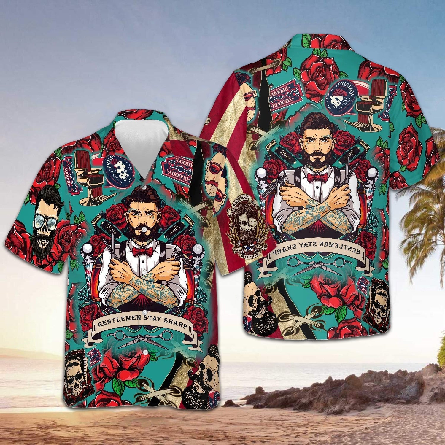 Gentlemen Stay Sharp Barber Hawaiian Shirt Mens Button Up Shirts Summer Gifts For Barbers -WearandDecor