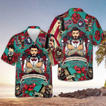 Gentlemen Stay Sharp Barber Hawaiian Shirt Mens Button Up Shirts Summer Gifts For Barbers -WearandDecor