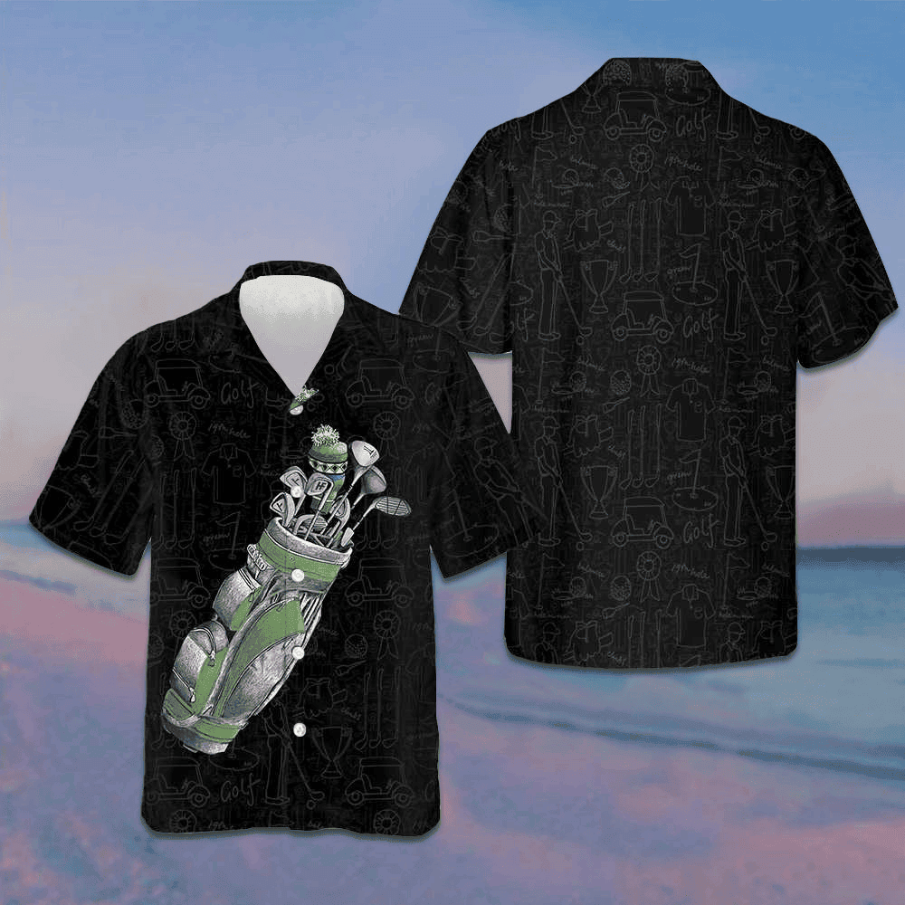 Green Golf Bag On Golfer Hawaiian Shirt Golfing Items Pattern Shirt Gifts For Golfers -WearandDecor