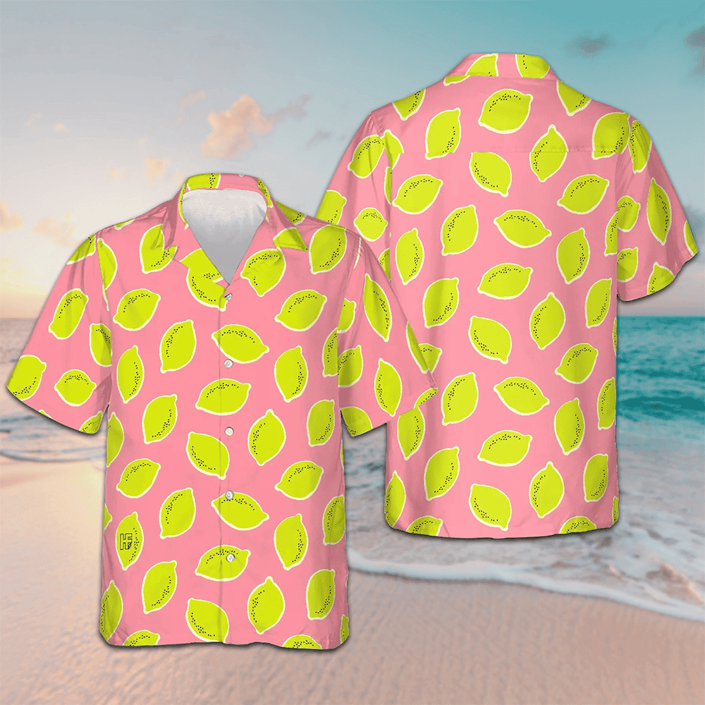 Lemon Pinky Hawaiian Shirt Mens Short Sleeve Summer Shirts Gifts For Stepson -WearandDecor