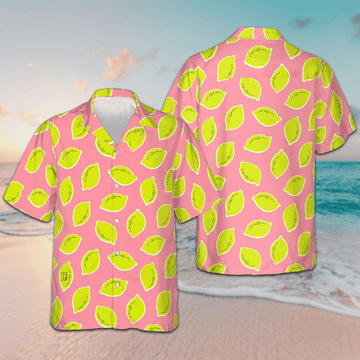Lemon Pinky Hawaiian Shirt Mens Short Sleeve Summer Shirts Gifts For Stepson -WearandDecor