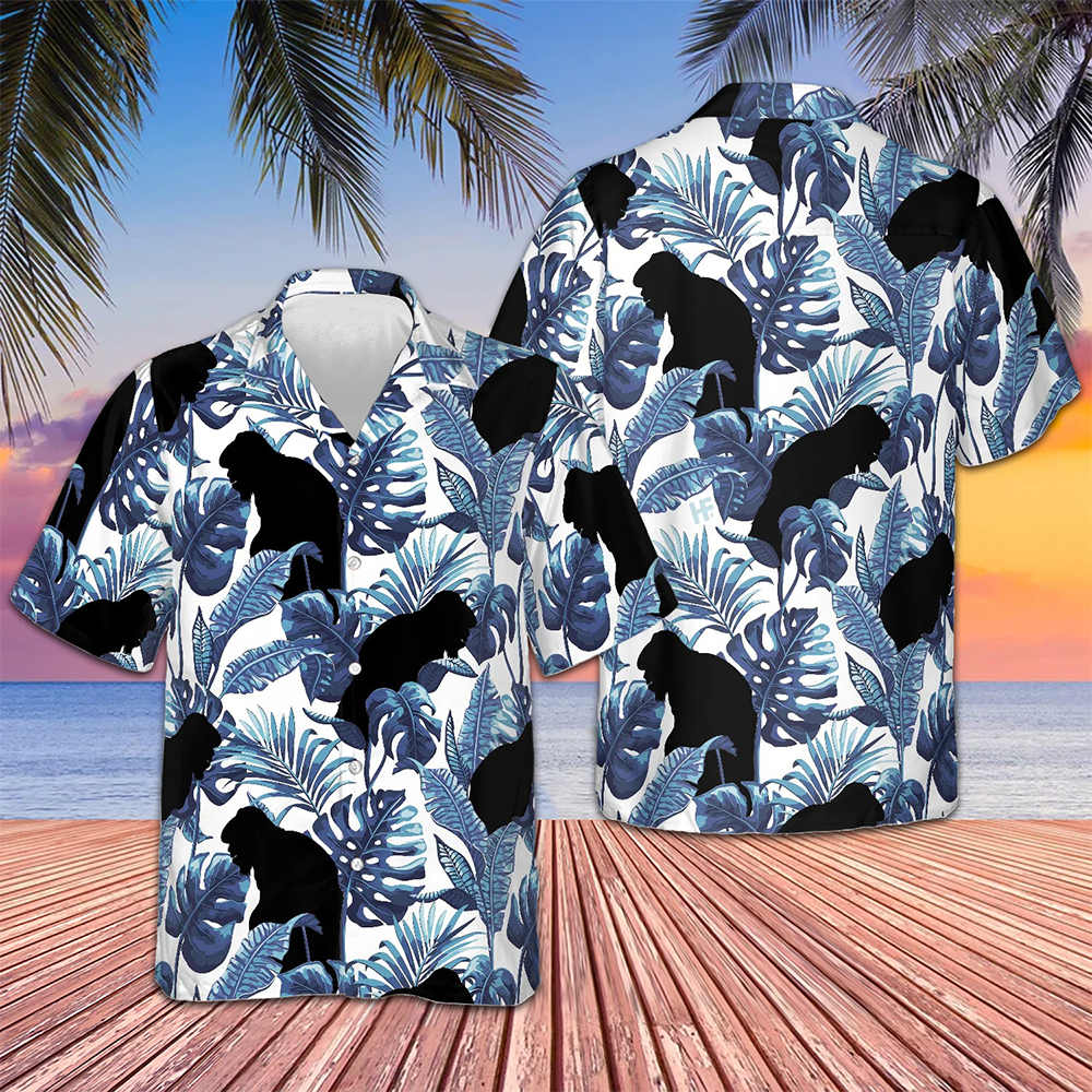 Bigfoot And The Blue Leaves Hawaiian Shirt Button Down Beach Shirts Gifts For Bigfoot Lovers -WearandDecor