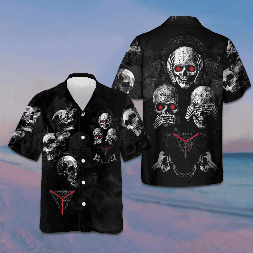 Idgaf Skull Hawaiian Shirt Gothic Skull Horror Button Up Gifts For Halloween -WearandDecor