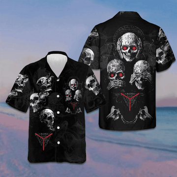 Idgaf Skull Hawaiian Shirt Gothic Skull Horror Button Up Gifts For Halloween -WearandDecor
