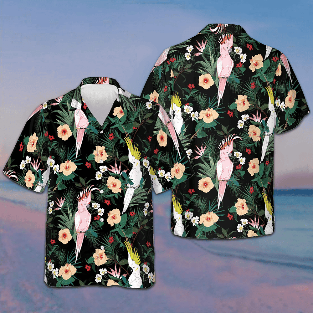 Tropical Floral Parrot Hawaiian Shirt Mens Button Up Shirts Summer Gifts For Your Husband -WearandDecor