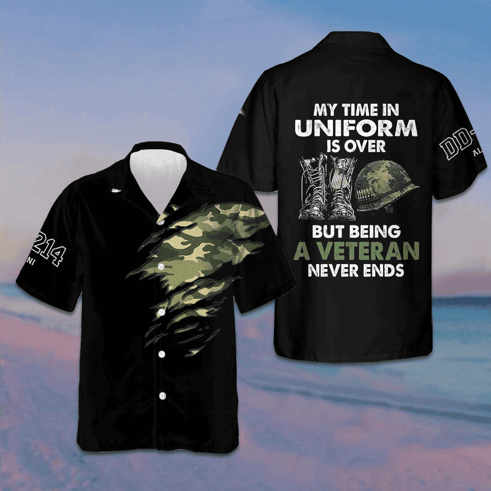 Being A Veteran Never Ends Hawaiian Shirt Proud Veteran Dd 214 Shirt Gifts For Men -WearandDecor