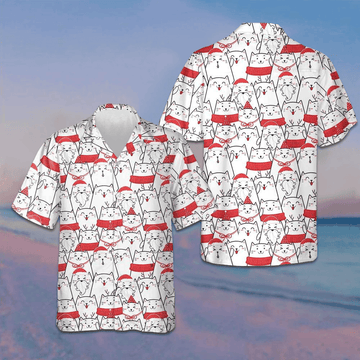 Cat The Red Christmas Hawaiian Shirt Cute Adorable Button Up Shirt Gift Ideas -WearandDecor