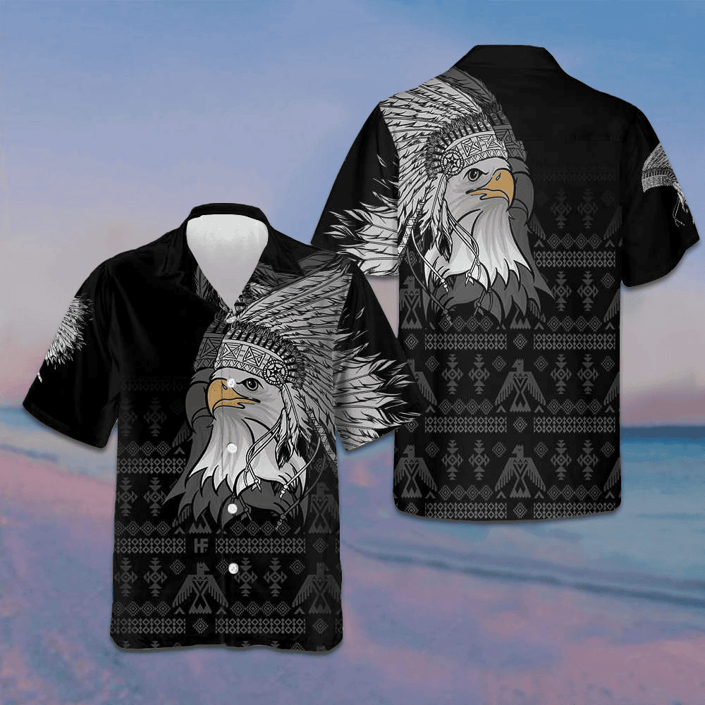 Spirit Eagle With Headdress Native American Hawaiian Shirt Cool Summer Shirts For Guys -WearandDecor