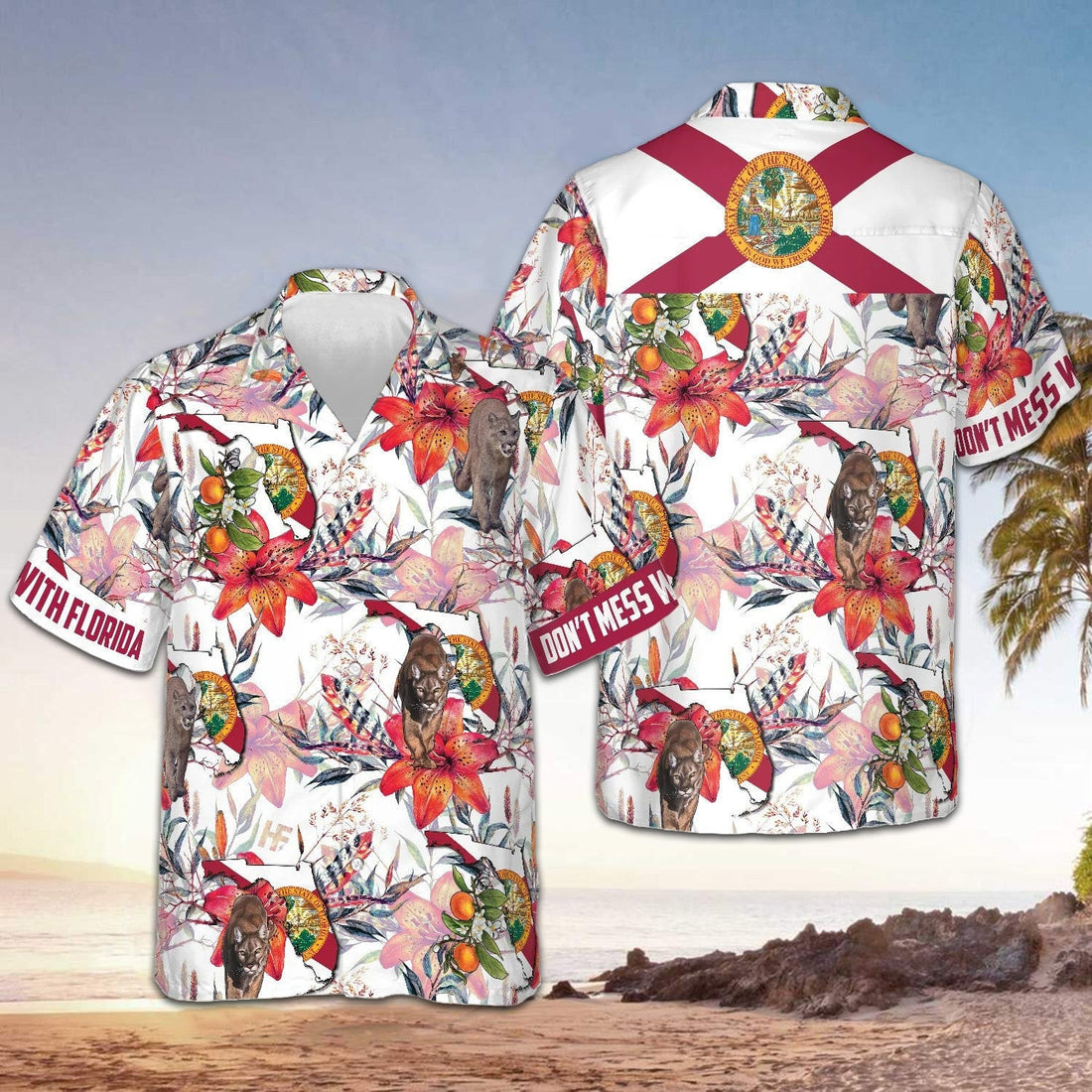 Florida Panther And Orange Blossom Hawaiian Shirt Don't Mess With Florida Shirt Gift For Summer -WearandDecor