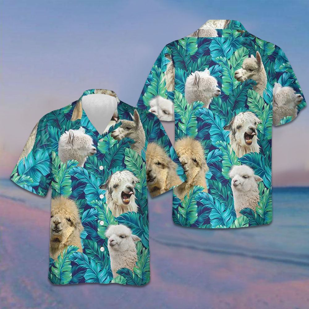 Alpaca Tropical Hawaiian Shirt Summer Button Up Shirt Gifts For Alpaca Lovers -WearandDecor