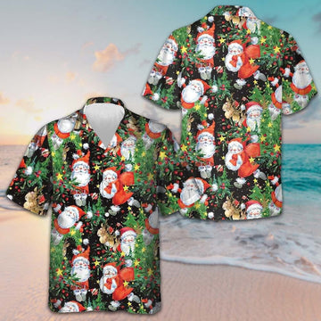 Santa Pattern Hawaiian Shirt Merry Christmas Funny Shirt Gifts For Family -WearandDecor