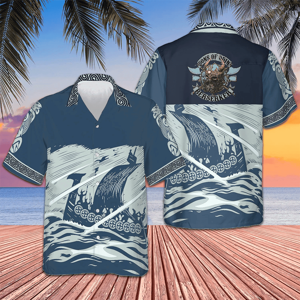 Sons Of Odin Berserker Hawaiian Shirt Vacation Button Down Shirts Gifts For Him -WearandDecor