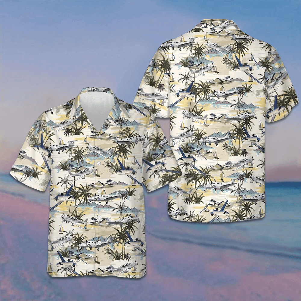 Army Aviation Aircraft Tropical Pattern Hawaiian Shirt Cool Summer Shirts For Guys -WearandDecor