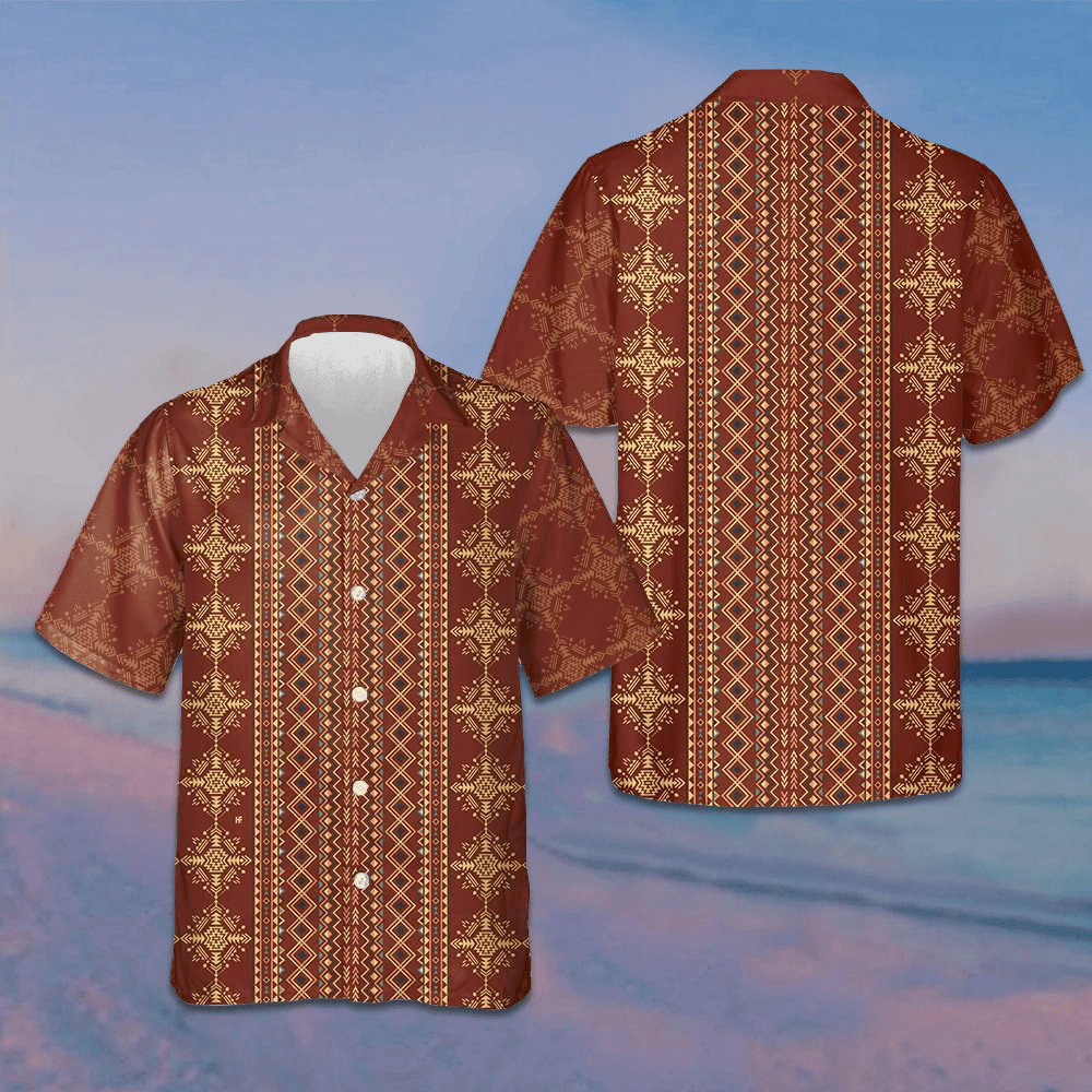 Aztec Geometric Vintage Pattern Hawaiian Shirt Native American Shirt Gifts For Him -WearandDecor