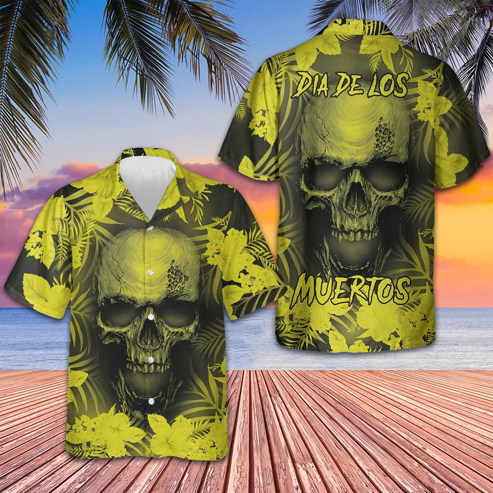 Skull Floral Pattern Dia De Los Muertos Hawaiian Shirt Day Of The Dead Shirt Gifts For Mexicans -WearandDecor