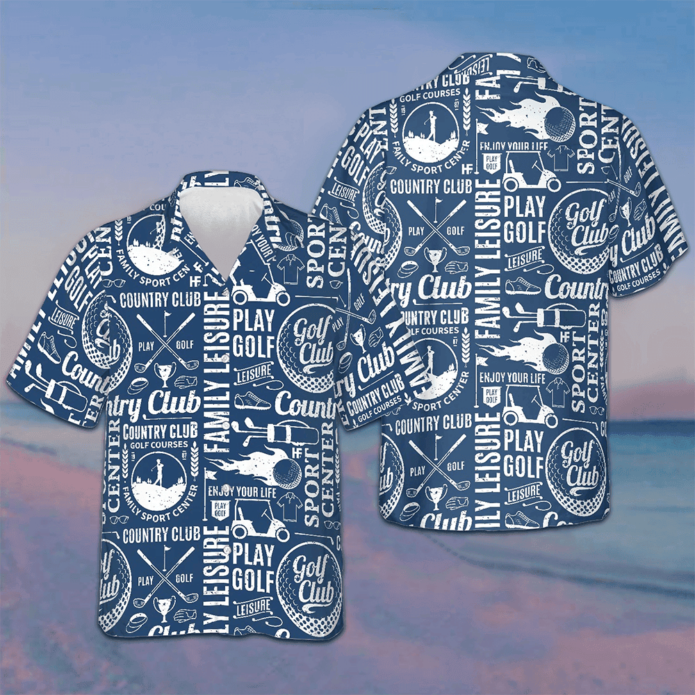 Retro Styled Typography Golf Seamless Pattern Hawaiian Shirt Best Summer Shirts For Guys -WearandDecor