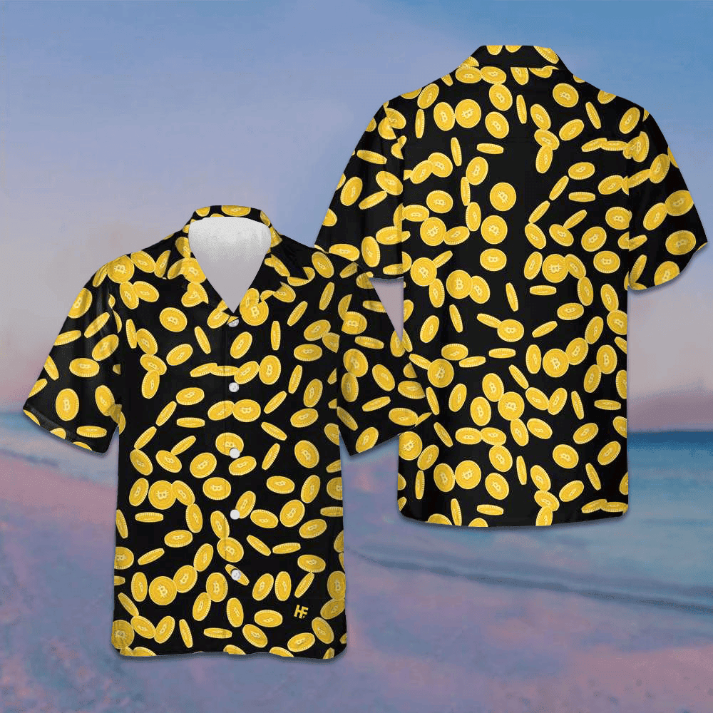 Falling Bitcoin Cryptocurrency Pattern Hawaiian Shirt Cool Summer Shirts For Guys Best Gifts -WearandDecor