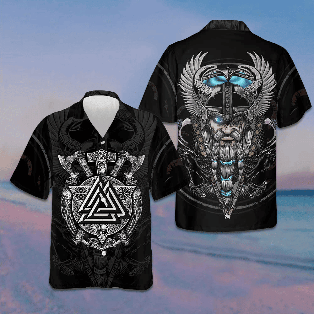 Son Of Odin Hawaiian Shirt Axe Pattern Button Up Shirt For Men Gifts For Boyfriend -WearandDecor