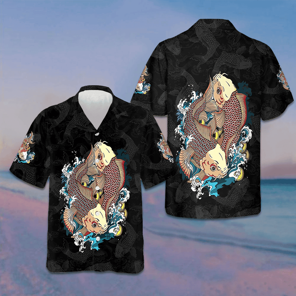 Japanese Carp Koi Gold Fishes Hawaiian Shirt Button Up Summer Shirts For Men -WearandDecor