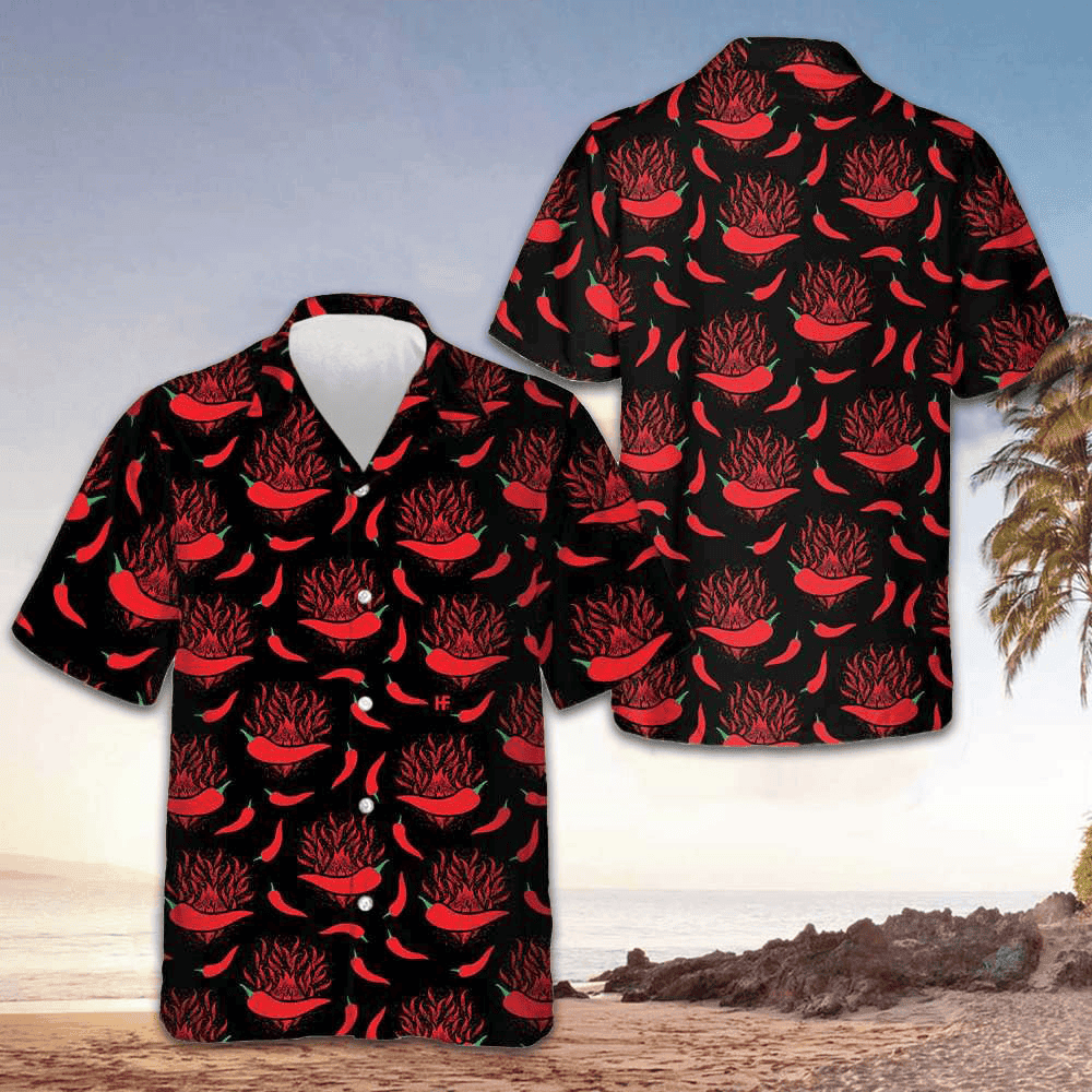 Red Hot Chilli Pepper Hawaiian Shirt Button Up Beach Shirts Men Gifts For Dude -WearandDecor