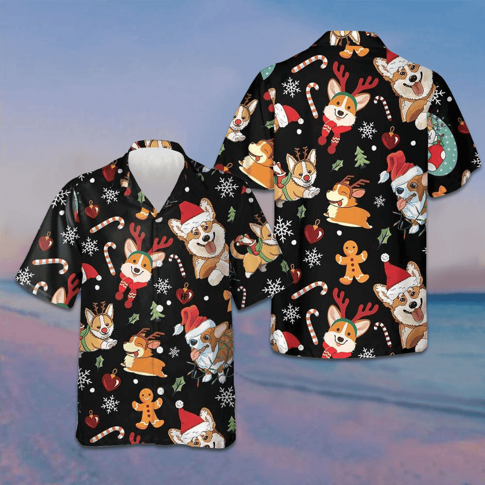 Adorable Corgis Merry Christmas Hawaiian Shirt Christmas Ideas Gifts For Corgi Lovers -WearandDecor