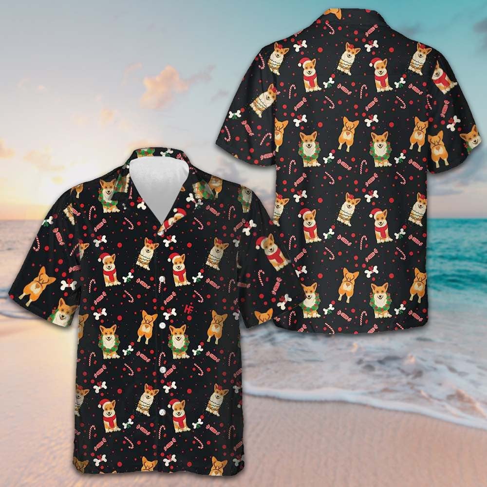 Christmas Corgis Dog Hawaiian Shirt Funny Dog Christmas Shirt Gifts For Corgi Owners -WearandDecor