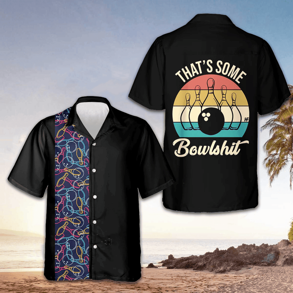 That's Some Bowlshit Hawaiian Shirt Men's Button Up Shirt Gifts For Bowling Lovers -WearandDecor