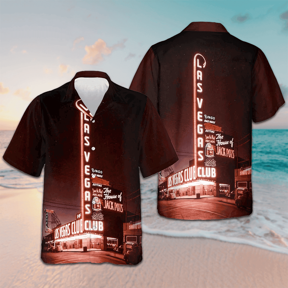 Las Vegas At Night Hawaiian Shirt Beach Short Sleeve Button Up Shirt Gifts For Your Uncle -WearandDecor