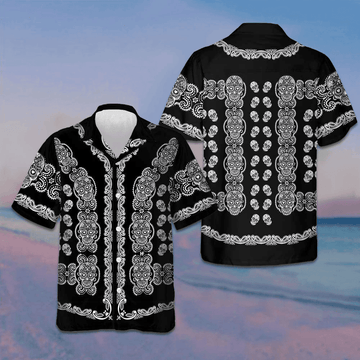 Black And White Sugar Skull Calavera Hawaiian Shirt Day Of The Dead Mexican Skull Shirt Men -WearandDecor