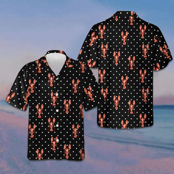 Red Lobster With Dot Hawaiian Shirt Best Summer Shirts For Guys Gifts For Lobster Lovers -WearandDecor
