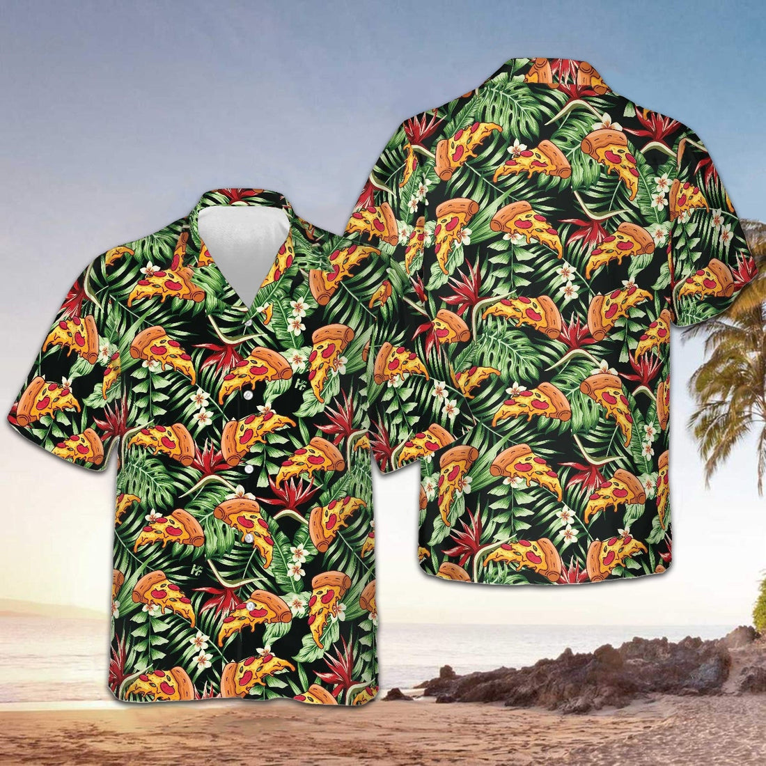 Funky Tropical Pizza Hawaiian Shirt Vacation Button Up Good Gifts For Boyfriend -WearandDecor
