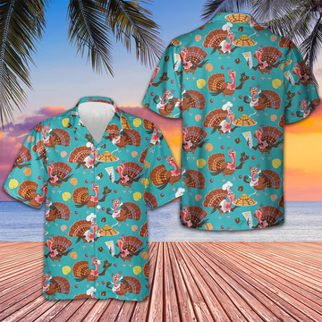 Happy Thanksgiving Turkeys Chef Hawaiian Shirt Funny Turkey Shirt Thanksgiving Gift Ideas -WearandDecor